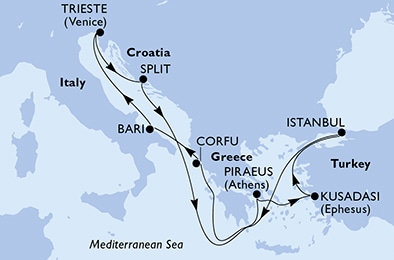 Маршрут MSC Splendida