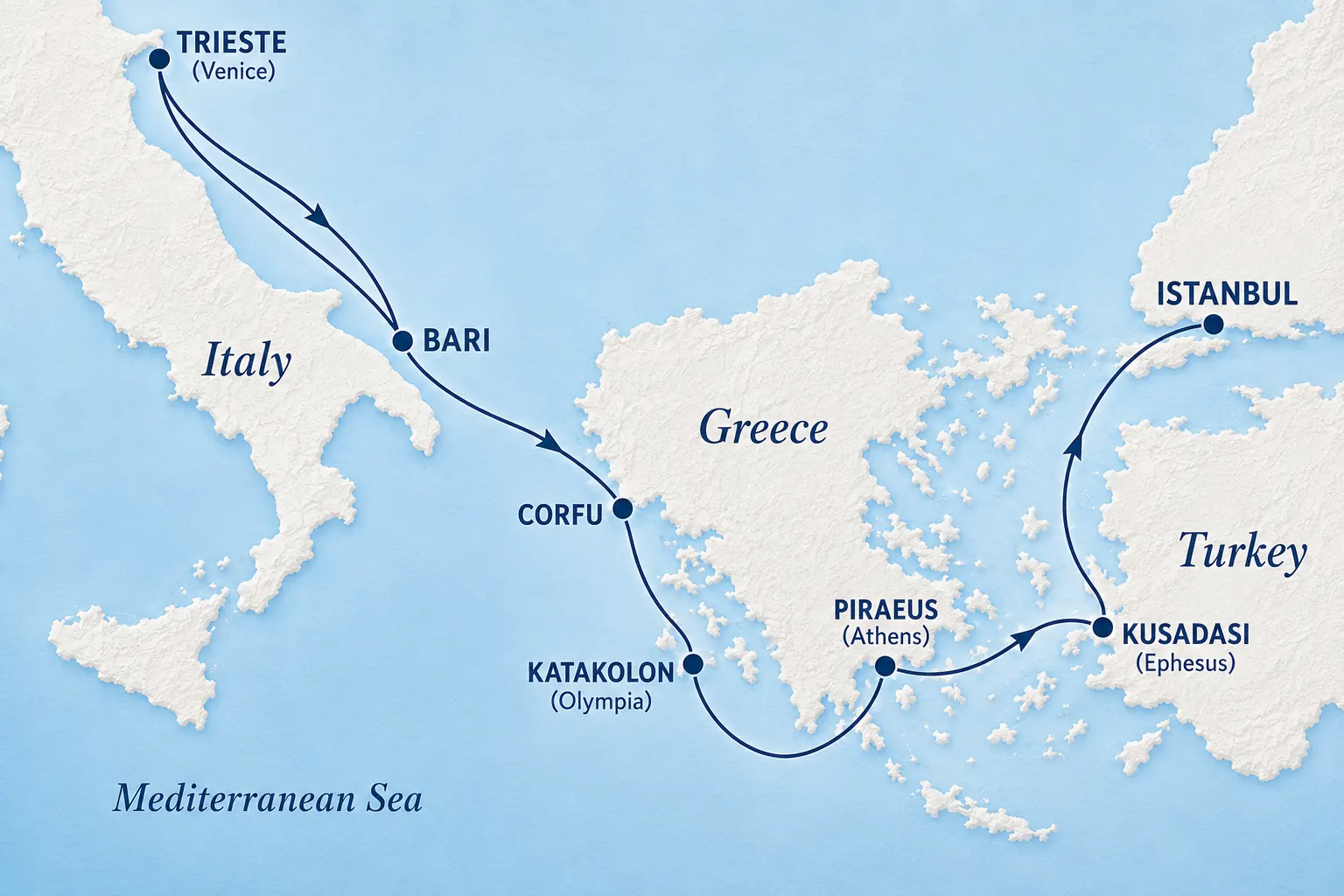 Карта маршрута MSC Fantasia через Катоколон