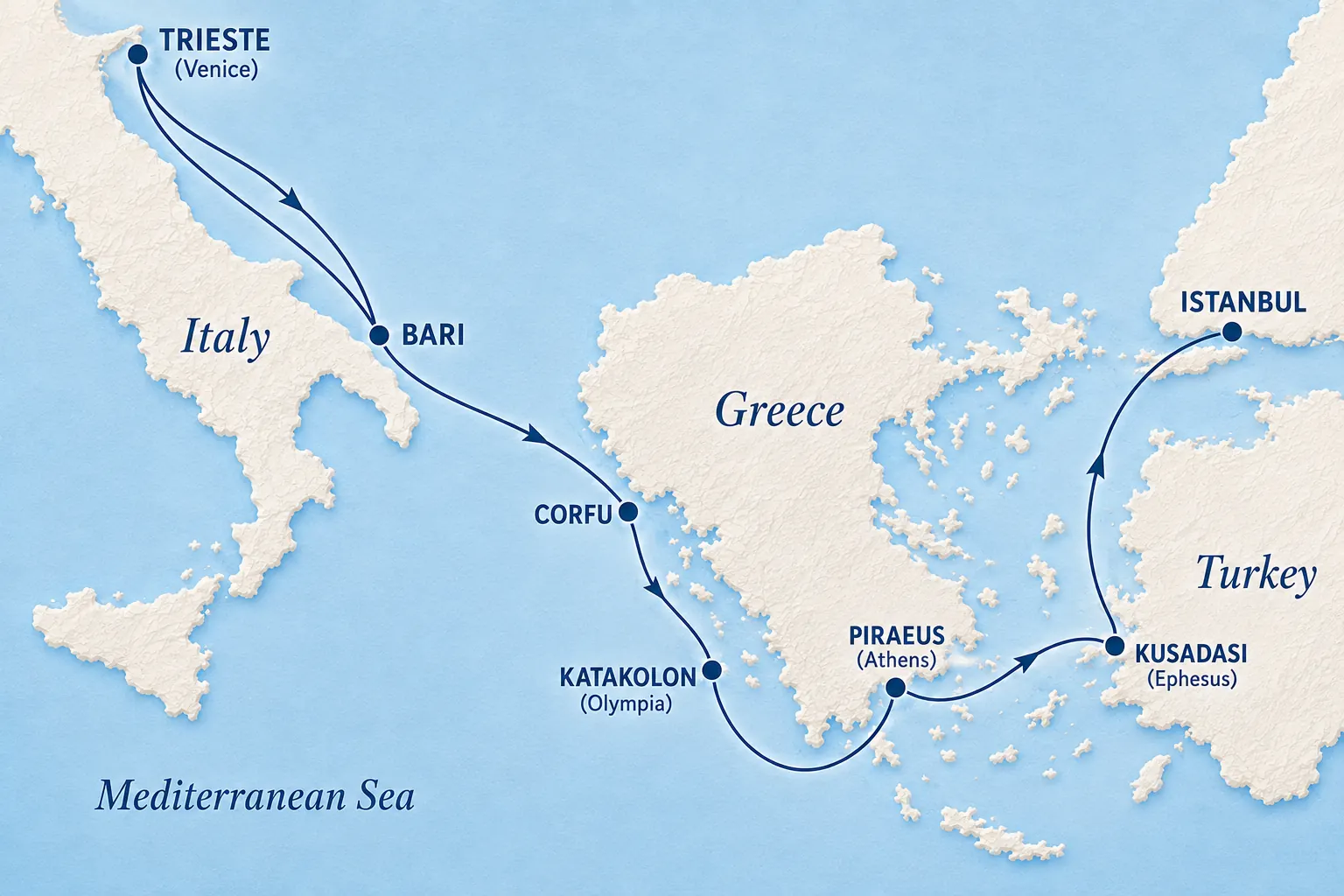 Карта маршрута MSC Splendida через Катоколон